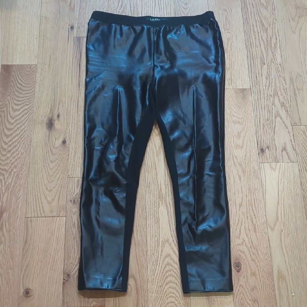 Ralph Lauren. Black Faux Leather Leggings. Size 8.